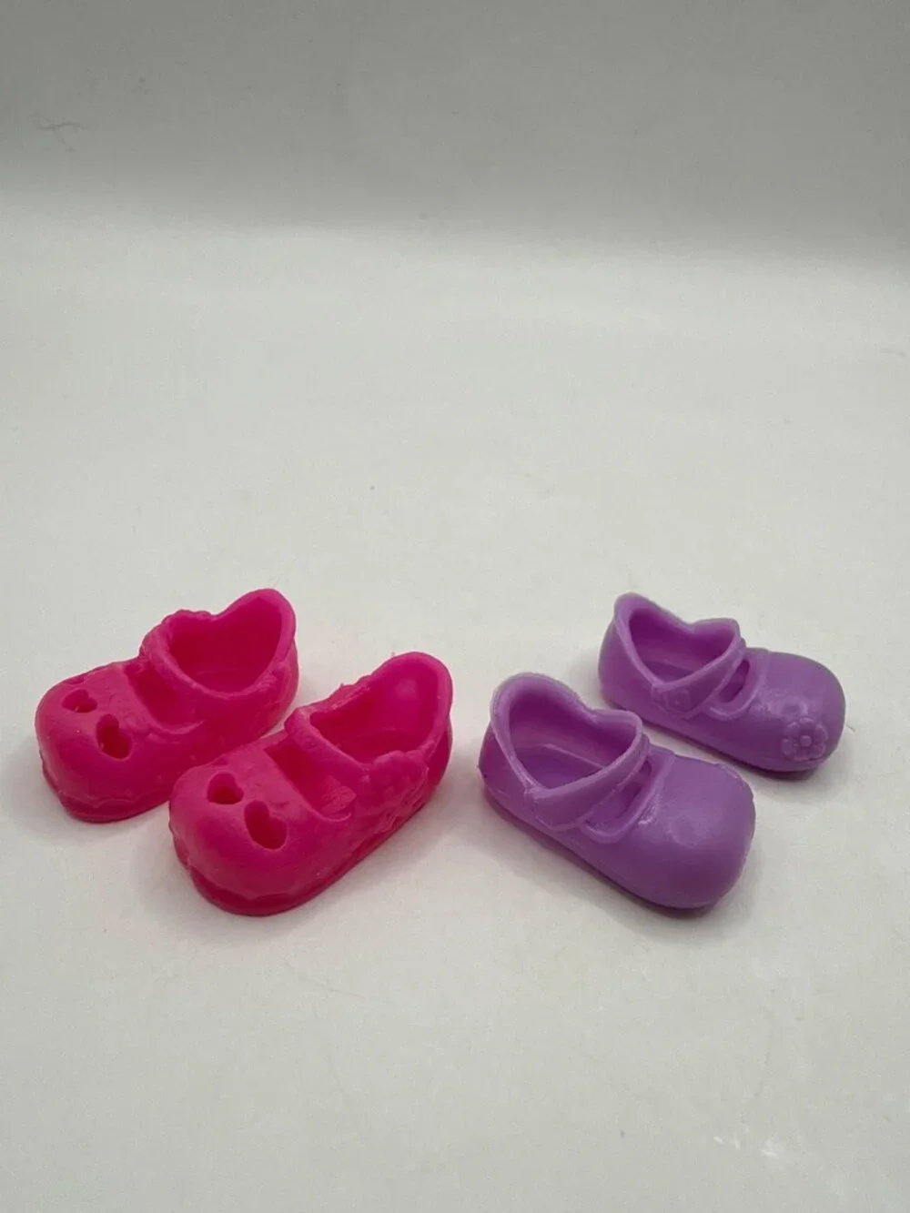 Fashion Doll Shoes Lot Pink Purple Flower Trim Slip On Mary Janes